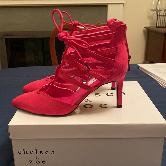 Chelsea & Zoe Hot Pink Heels - Picture 2 of 4